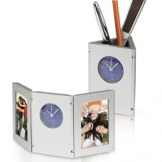 Desk clock with pencil case